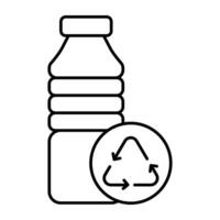 conceptuele lineair ontwerp icoon van fles recycling vector