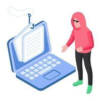 uniek ontwerp illustratie van document phishing vector