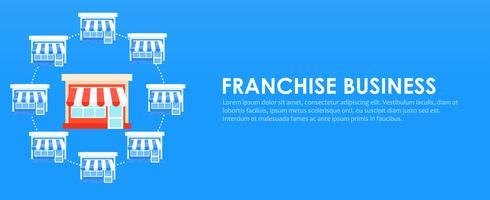 Franchise-banner. Winkelketen met een klaar businessplan. Platte vectorillustratie vector