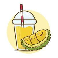 illustratie vector reeks van geassorteerd fruit sappen in glas met durian