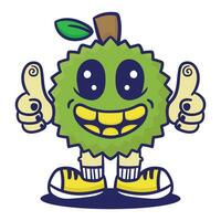 vector hand- getrokken durian fruit illustratie illustratie durian mascotte