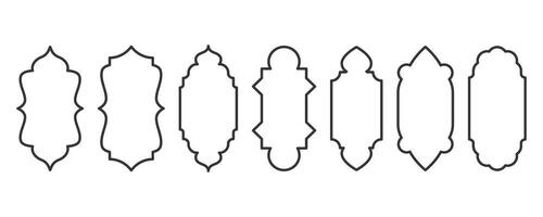Ramadan kader vormen. venster Arabisch boog schets elementen. deur ontwerp met Turks ornament. moslim oosters sticker sjabloon. traditioneel decoratie reeks voor banier en kenteken. vector