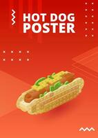 hotdog poster voor het drukken en ontwerp. vector illustratie.