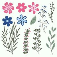 blauwe en roze lentebloemencollectie vector