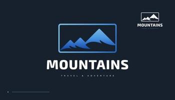blauw berglogo. landschap heuvels logo ontwerp vector