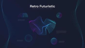 retro futuristische achtergrond met abstracte kleurrijke golvende vormen vector