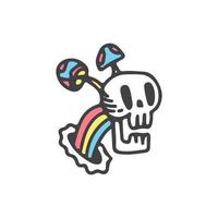 schedel en paddestoel regenboog illustratie. vectorafbeeldingen voor t-shirt vector