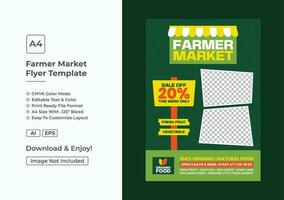 hand- getrokken vlak ontwerp boeren markt folder poster sjabloon vector
