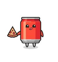 schattig drankje kan cartoon pizza eten vector