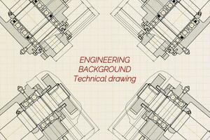 mechanisch bouwkunde tekeningen Aan licht achtergrond. frezen machine spindel. technisch ontwerp. omslag. blauwdruk. vector illustratie.