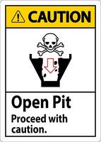 voorzichtigheid teken Open pit doorgaan met voorzichtigheid vector