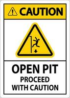 voorzichtigheid teken Open pit doorgaan met voorzichtigheid vector
