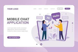 bestemmingspagina sjabloon mobiel chatten app ontwerpconcept vector