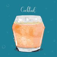 geïsoleerde tropische oranje cocktail met ijsvector vector