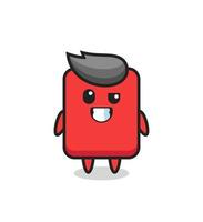 schattige rode kaart mascotte met een optimistisch gezicht vector