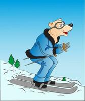 vector van hond skiën.