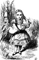 Alice en de varken baby - alice's avonturen in wonderland origineel wijnoogst gravure vector