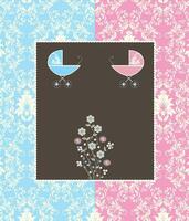 wijnoogst baby douche uitnodiging kaart met overladen elegant retro abstract bloemen ontwerp vector