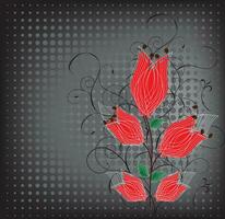 grunge backdrop met een rood bloemen vector