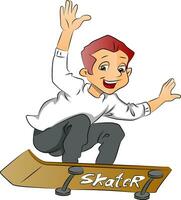 jongen Aan een skateboard, illustratie vector