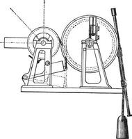 klinkend apparaat van meneer w. thomson, wijnoogst gravure. vector