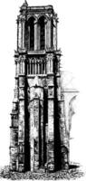 zuiden toren van notre dame, wijnoogst gravure. vector