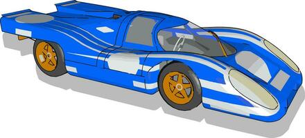 blauw racing auto, illustratie, vector Aan wit achtergrond.