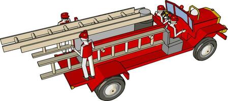 rood brandweerwagens, illustratie, vector Aan wit achtergrond.