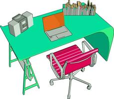 bureau stoel met tafel vector of kleur illustratie