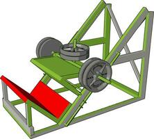 3d vector illustratie van een rood en groen Sportschool gewicht hijs- apparaat Aan een wit achtergrond