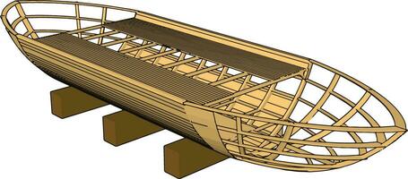 3d vector illustratie Aan wit backgroudn van een bruin houten boot kiel