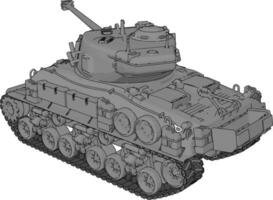 3d vector illustratie Aan wit achtergrond van een grijs leger tank