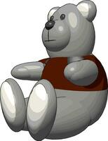 grijs teddy beer in rood trui vector illustratie Aan wit achtergrond