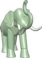 3d model- van olifant, illustratie, vector Aan wit achtergrond.