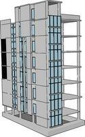 onvoltooid gebouw, illustratie, vector Aan wit achtergrond.