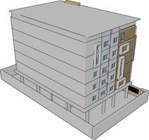 wit woon- gebouw, illustratie, vector Aan wit achtergrond.