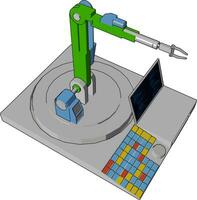 groen robot machine, illustratie, vector Aan wit achtergrond.