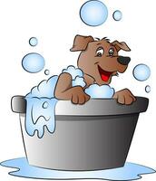vector van gelukkig hond in bad.