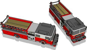 brandweerwagen, illustratie, vector Aan wit achtergrond.