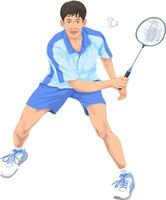 vector van tiener spelen badminton.