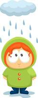 kind Aan een regenen, illustratie, vector Aan een wit achtergrond.