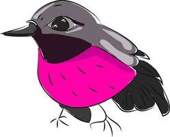 een zwart en roze gekleurde vogel, vector kleur illustratie.