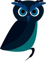 een blauw uil met groot ogen, vector kleur illustratie.