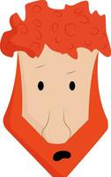 een jongen met oranje haar- en baard, vector kleur illustratie.