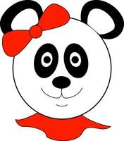 meisje panda beer met rood hoofd boog illustratie vector Aan wit achtergrond