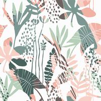 Abstract floral naadloze patroon met trendy hand getrokken texturen. vector