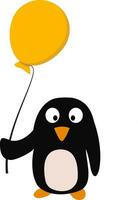 pinguïn met geel ballon vector of kleur illustratie