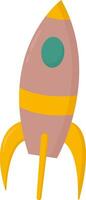 een raket in geel en roze vector of kleur illustratie
