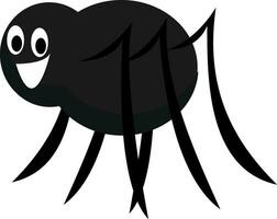een grappig zwart tekenfilm spin, vector of kleur illustratie.