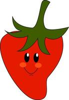 emoji van een glimlachen rood aardbei, vector of kleur illustratie.